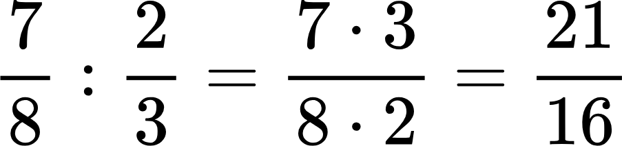 {"aid":null,"type":"$$","backgroundColorModified":false,"id":"8","backgroundColor":"#ffffff","font":{"color":"#000000","family":"Arial","size":11},"code":"$$\\frac{7}{8}:\\frac{2}{3}=\\frac{7·3}{8·2}=\\frac{21}{16}$$","ts":1726435216717,"cs":"A2i6bt2a+R/q6skuBwJx5A==","size":{"width":149,"height":34}}