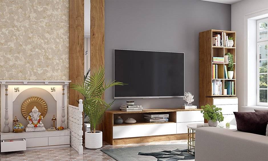 TV Unit With Mandir Designs You'll Love | DesignCafe