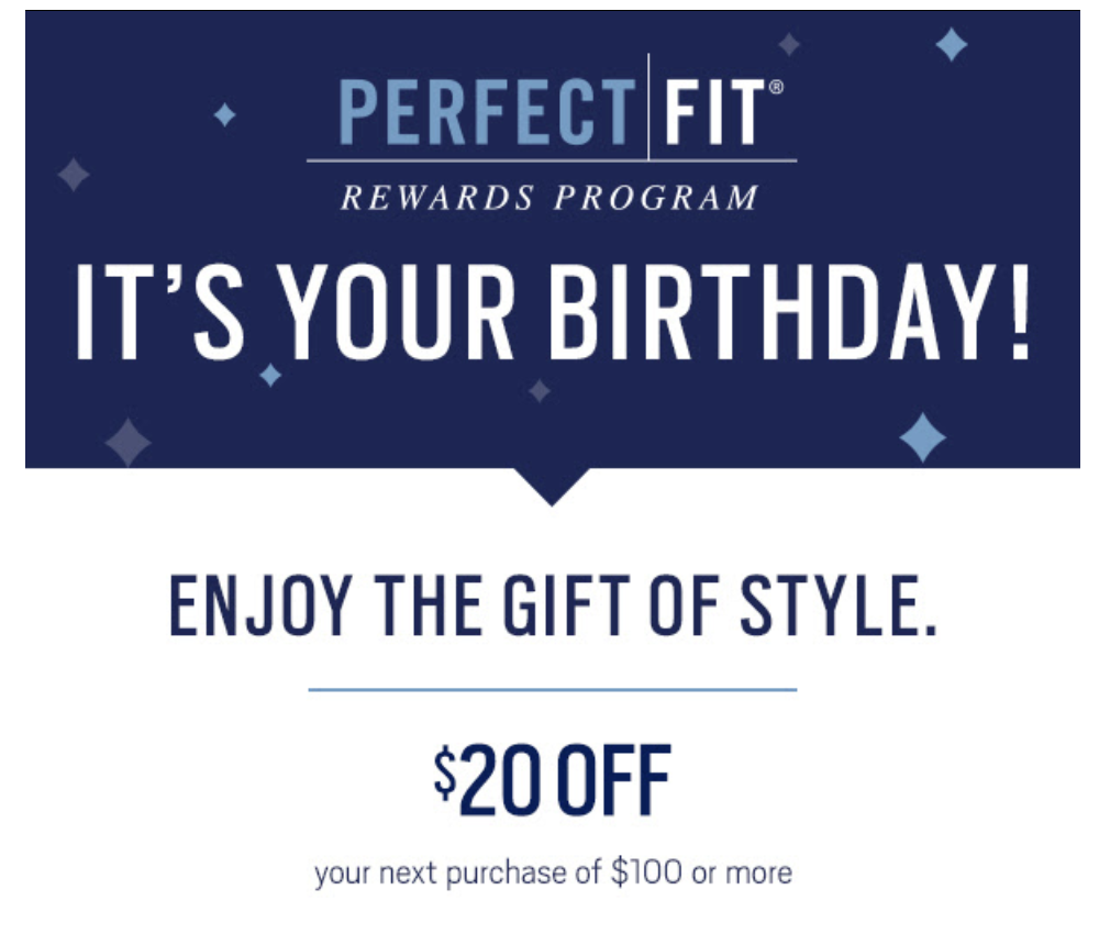 promotional email for birthday from mens warehouse