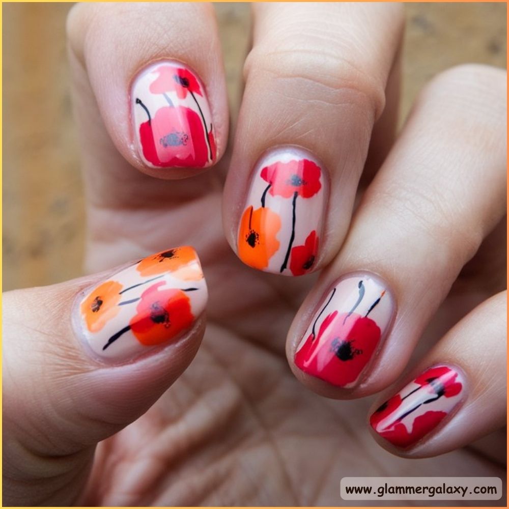 Red Summer Nails having Vivid Poppy