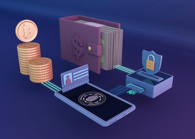 3d cryptocurrency rendering design