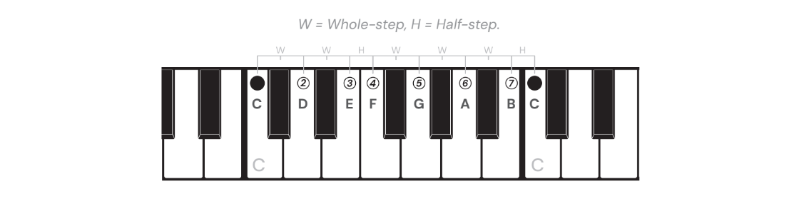 learn piano major scale for beginners