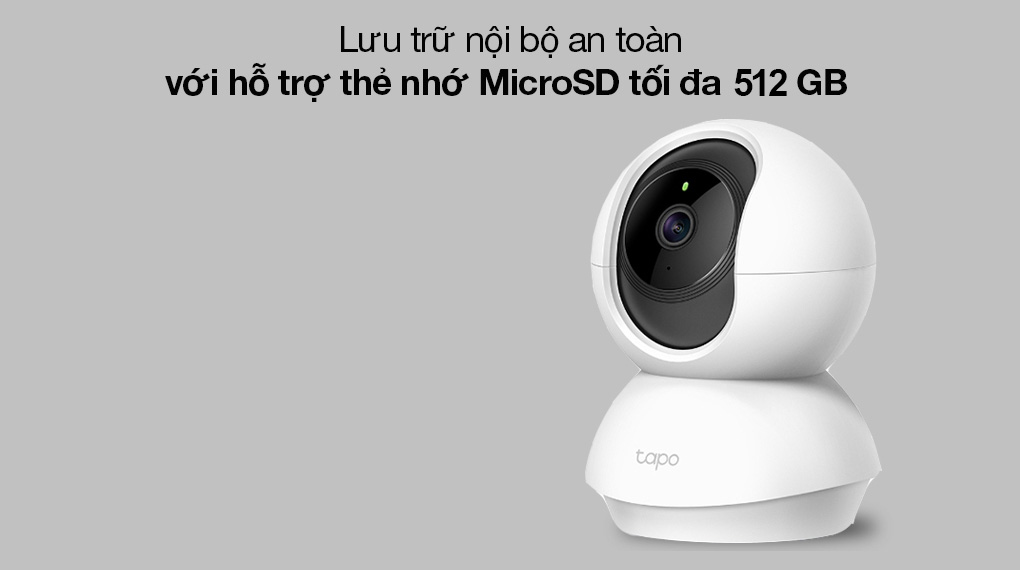 Camera IP 360 độ 3MP TP-Link Tapo C210 - Lưu trữ lượng lớn video với khả năng hỗ trợ thẻ nhớ MicroSD đến 512 GB