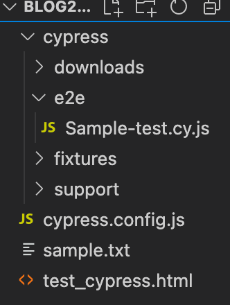 テストのコードをcypressのフォルダの下に置いている