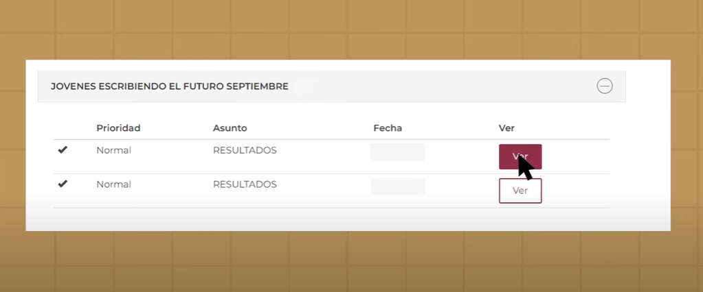 Toca el “Nombre del programa” y luego en "Vista" para leer los detalles completos usando SUBES. 
