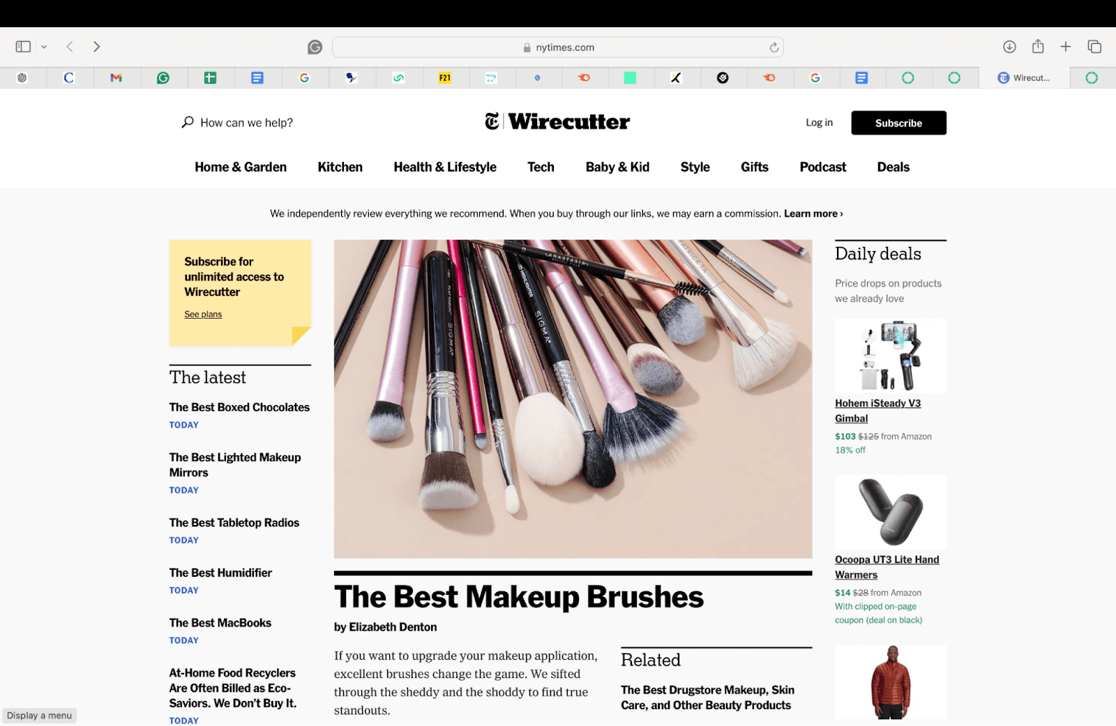 Screenshot of Wirecutter's affiliate site for e-commerce link building