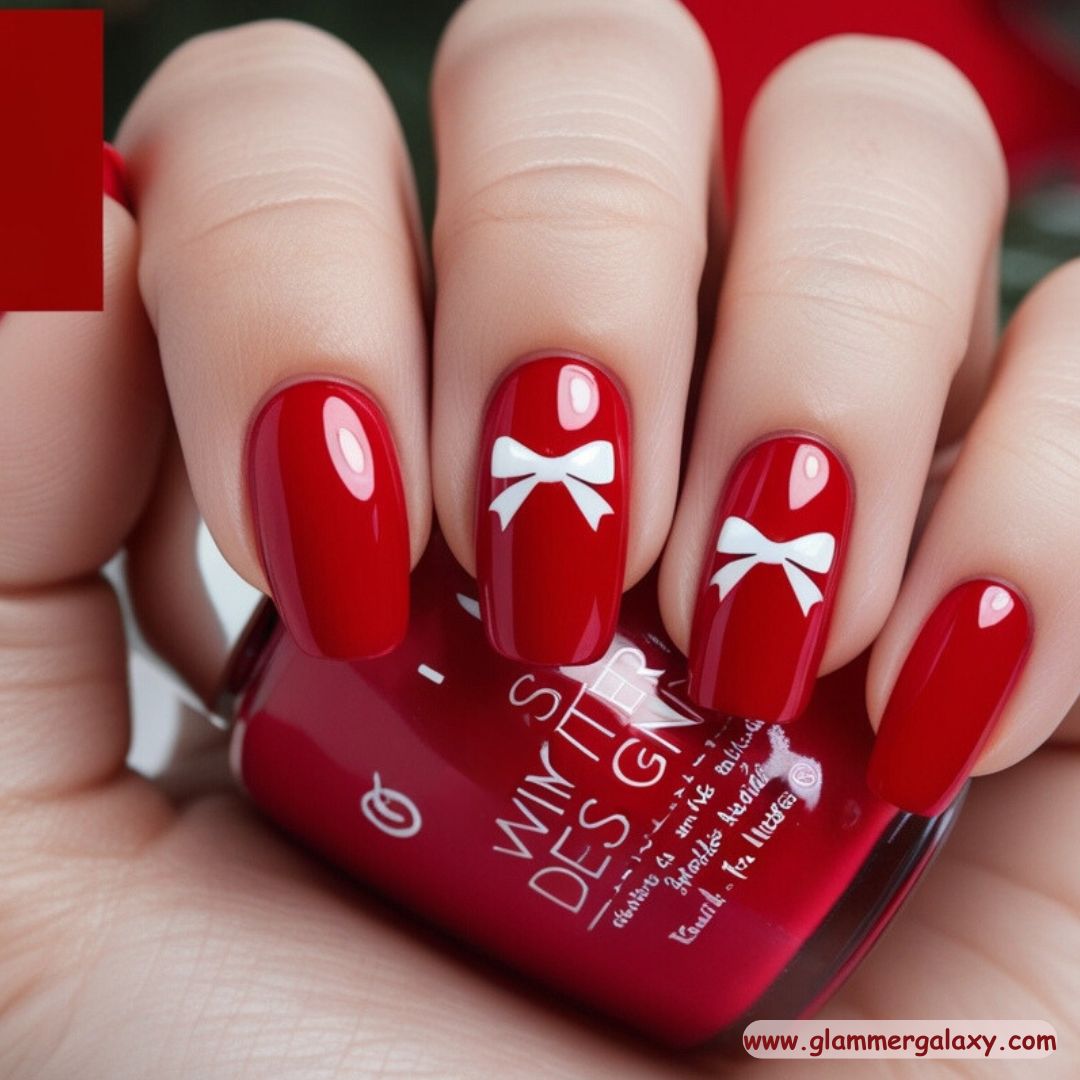 Red Winter Nail Designs having Flirty Coquette
