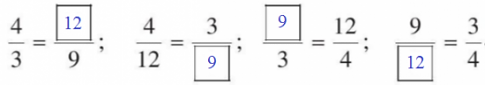 BÀI 5: TỈ LỆ THỨCI. Định nghĩa  Đáp án chuẩn:=Bài 2: Từ các tỉ số sau đây có lập được tỉ lệ thức không?Đáp án chuẩn:a) Lập được tỉ lệ thức b) Không lập được tỉ lệ thức.II. Tính chất  1. Tính chất 1 Bài 1: Đáp án chuẩn:a) Bằng nhaub) ad=bcBài 2: Tìm số x trong tỉ lệ thức sau: (-0,4) : x = 1,2 : 0,3 Đáp án chuẩn: x=-0,1  2. Tính chất 2 Bài 3: Ta có đẳng thức 4 : 9 = 3 . 12a) Viết kết quả dưới dạng tỉ lệ thức khi chia hai vế của đẳng thức trên cho 9.3.b) Tìm số thích hợp cho “?”Đáp án chuẩn:b)Bài 4: a) Đưa hai số 21 và 27 vào “?” thích hợpb) Lập tất cả các tỉ lệ thức có thể được từ bốn số sau: 14; 18; 21; 27. Đáp án chuẩn:III. Bài tập