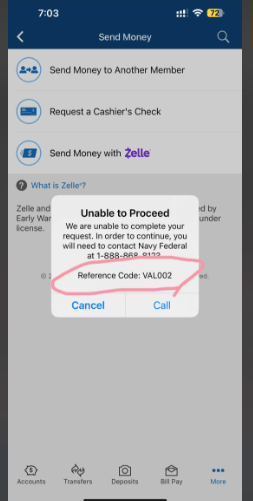Navy Federal Credit Union Error Code Val002
