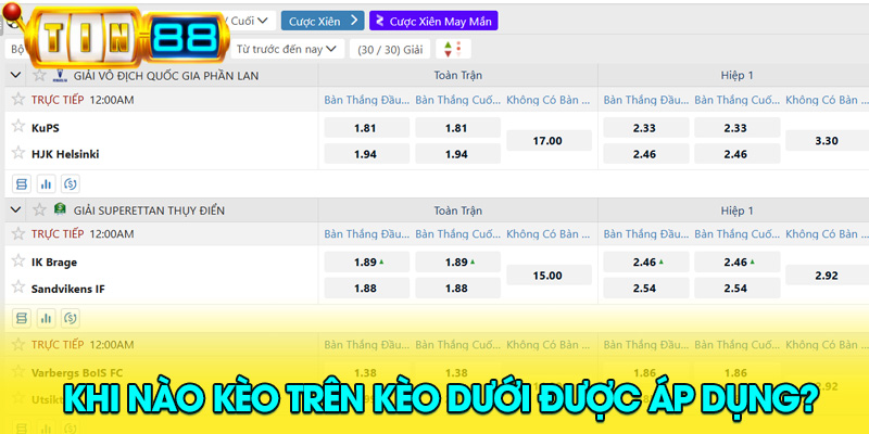 Thời điểm áp dụng kèo trên kèo dưới trong cá độ bóng đá – hướng dẫn cho người mới chơi