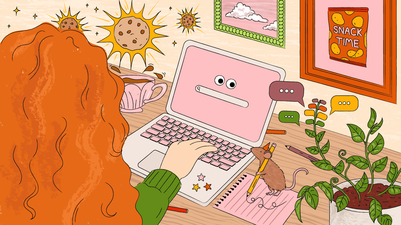 A cartoon of a person using a computerDescription automatically generated