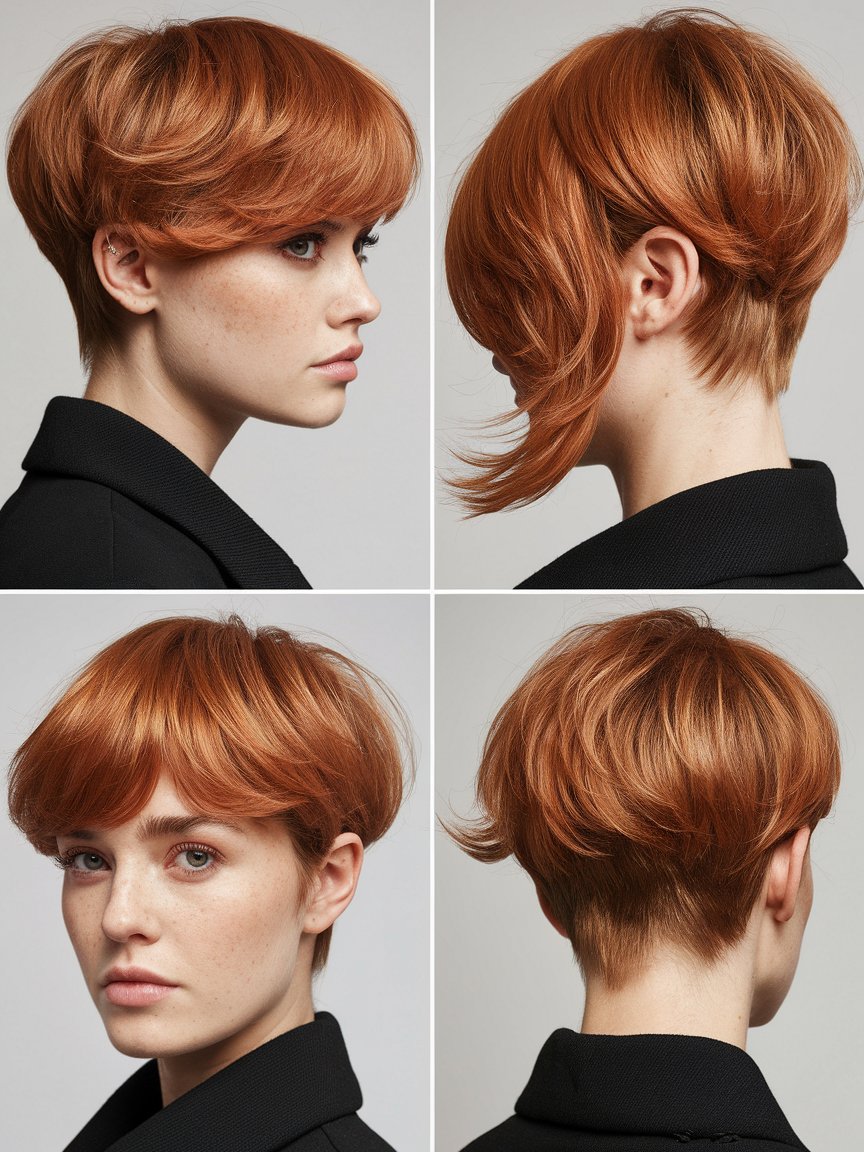 9. Copper Pixie with Sweeping Fringe