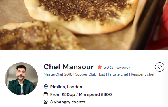 london cooking class with chef mansour