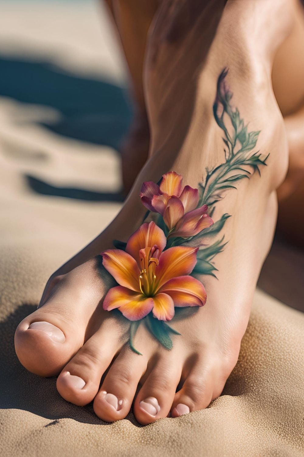  Freesia Flower Foot Tattoo
