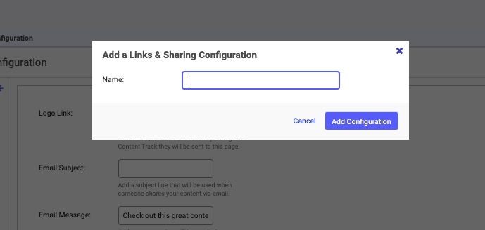 Add a Links Sharing Configuration