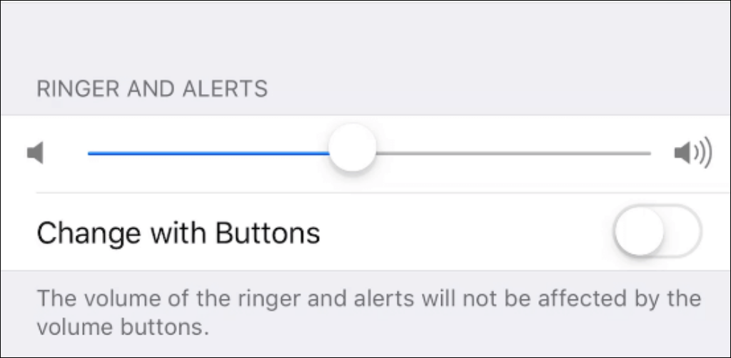 Ringer and alerts settings screen on an iPhone