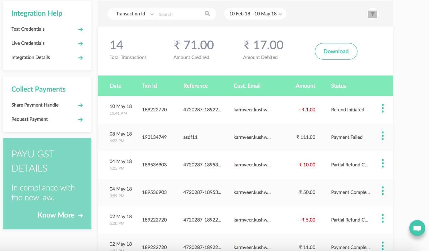 payumoney dashboard