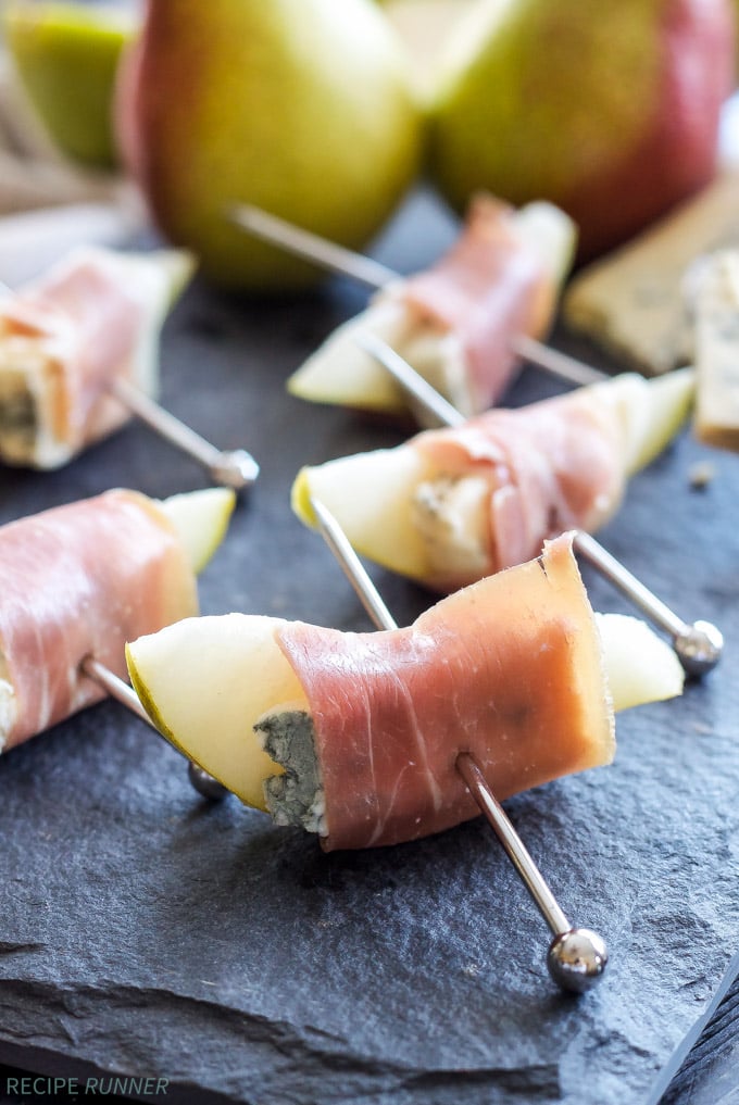 Prosciutto Wrapped Pears with Blue Cheese1