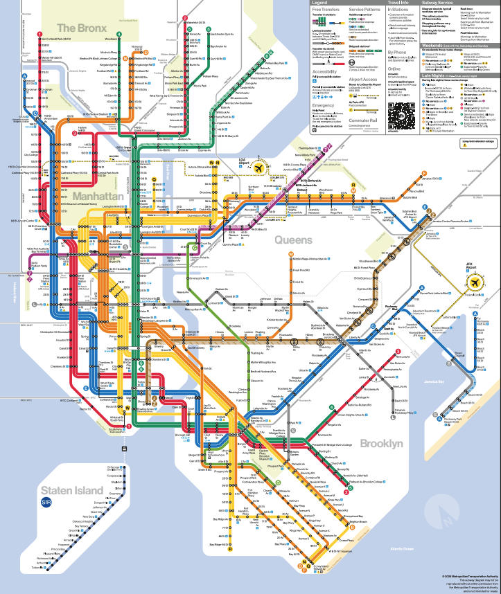 the newest MTA map has bright colors and wide lines