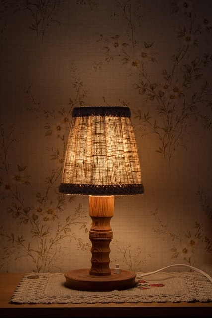 bedside lamp, light, bedside table