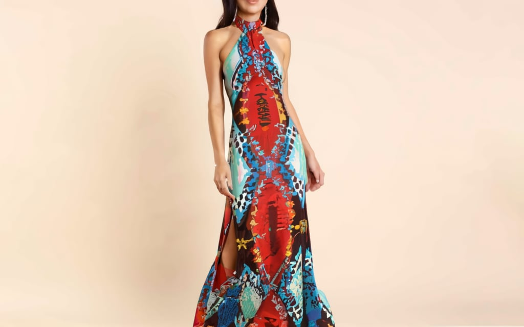 Saulsalito Multicolor Halter Maxi Dress