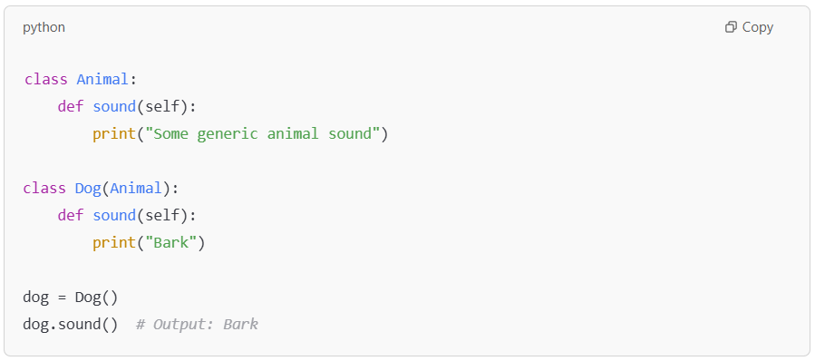 Dog class overriding sound method from Animal.