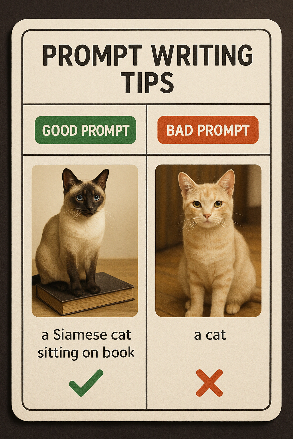Generated image for good prompt vs. bad prompt