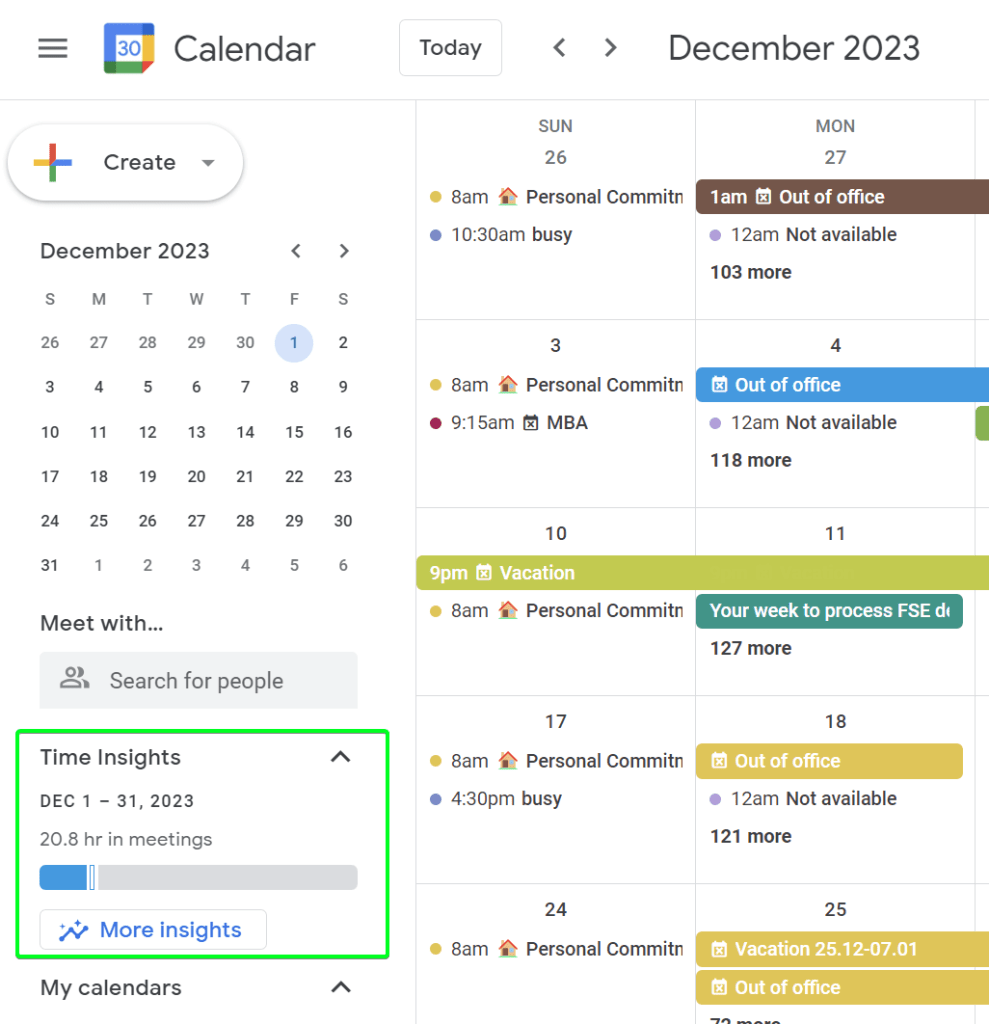 tiempo insights minimizado panel