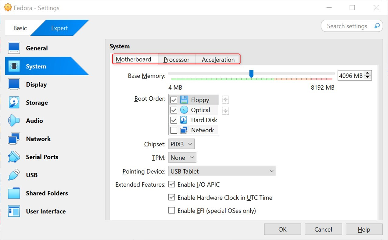 update settings