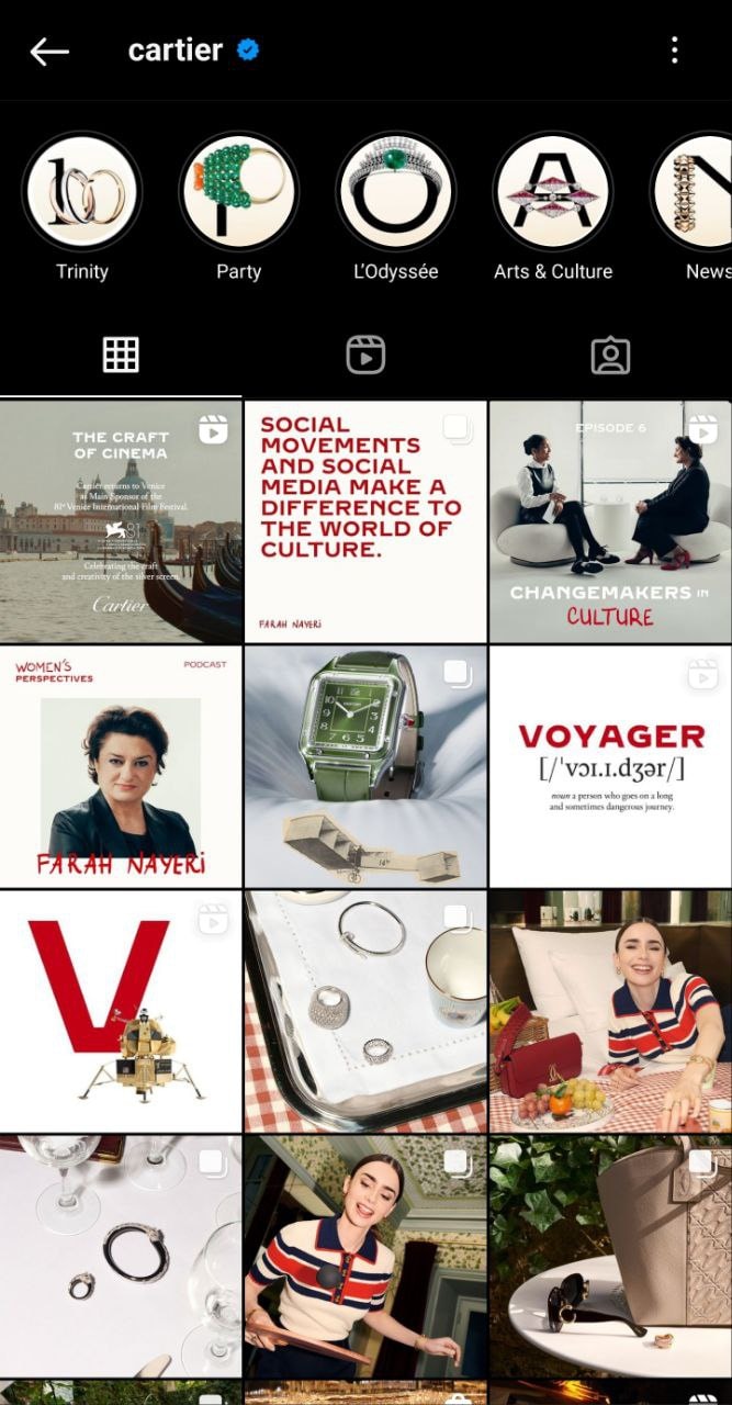 Cartier Instagram feed
