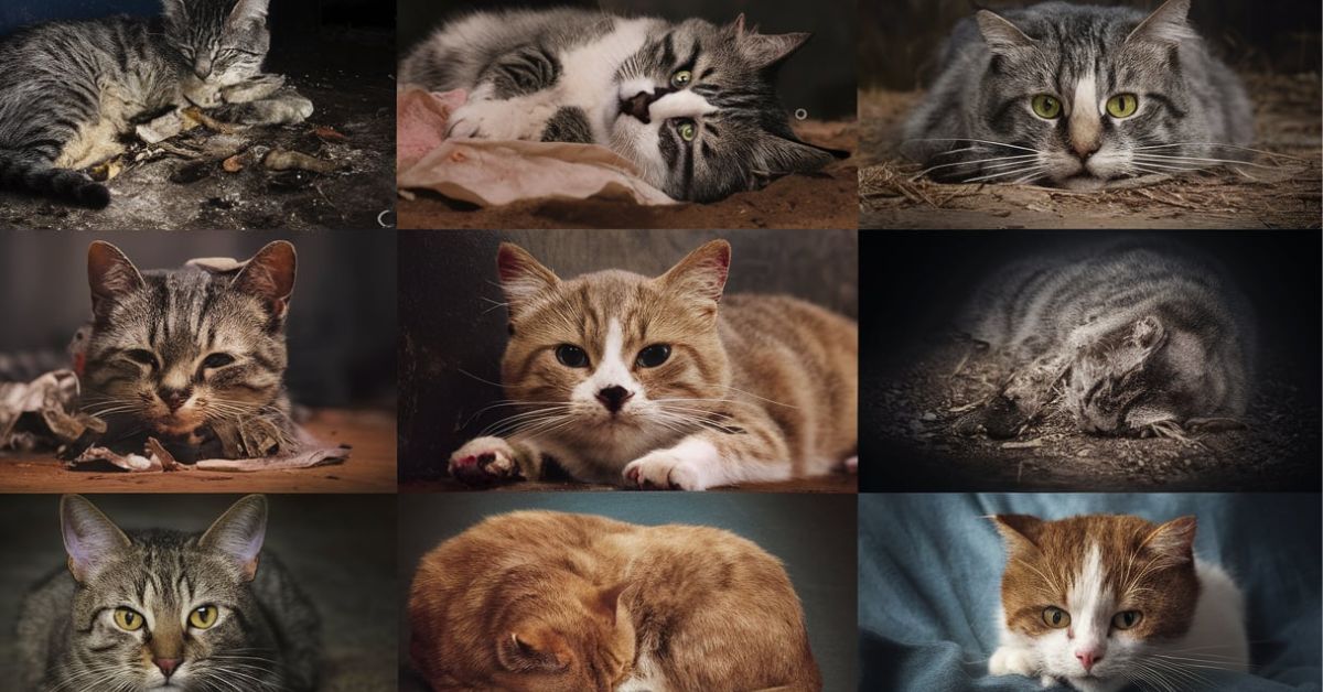 A vibrant collage of cats in various colors, showcasing real-life examples of feline diversity and beauty.
