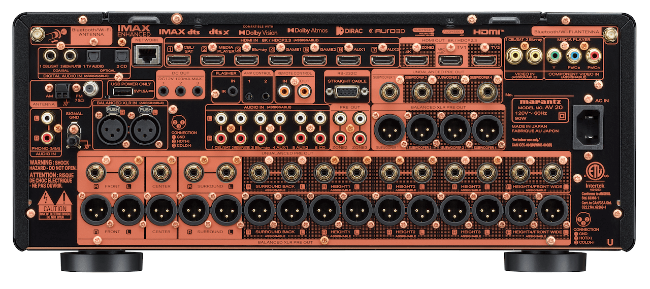 Marantz AV 20 preamp/processor rear view.