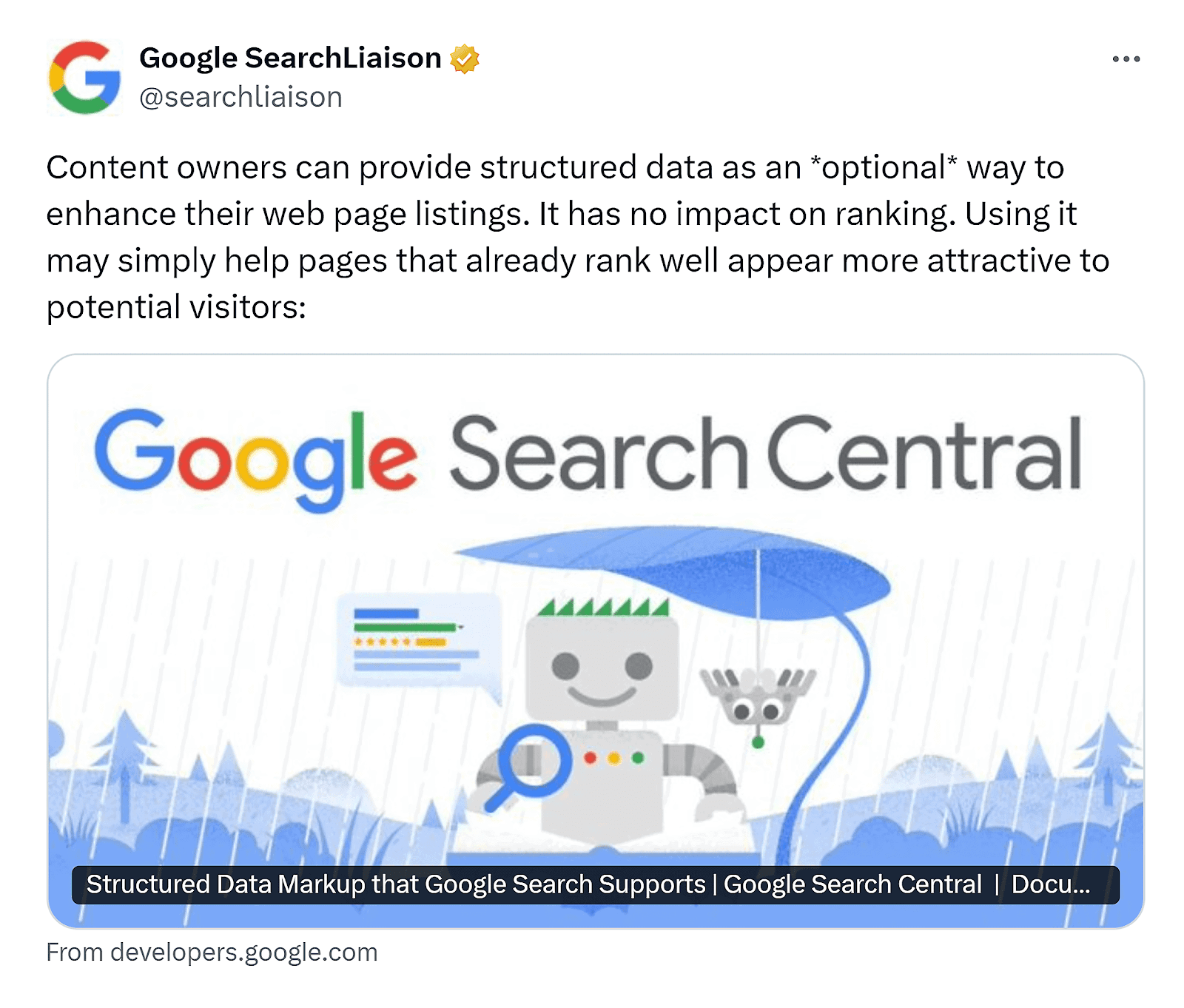 X – SearchLiaison – Status