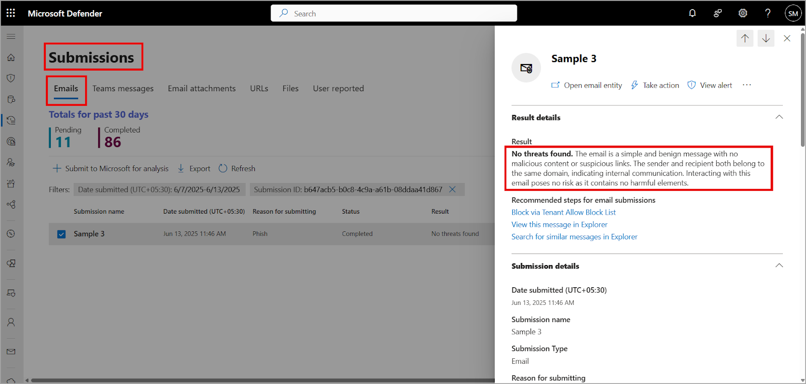 Microsoft Defender for Office 365 to Provide Detail Results for Spam, Phishing or Clean Emails