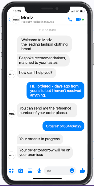 An Order tracking message on WhatsApp e-commerce