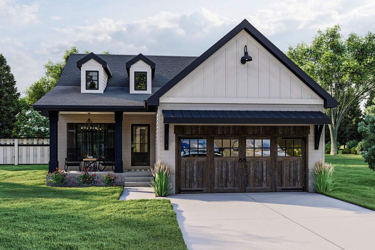 Single-Story 1-Bedroom Craftsman Farmhouse with Double Garage