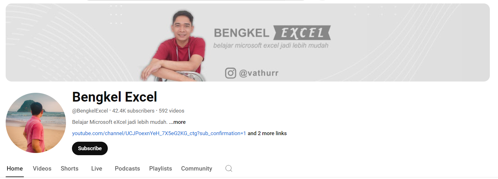 channel YouTube belajar excel