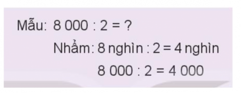 BÀI 57. CHIA SỐ CÓ BỐN CHỮ SỐ VỚI SỐ CÓ MỘT CHỮ SỐHoạt động 1Bài 1: TínhĐáp án chuẩn:Bài 2: Một nhà máy sản xuất được 4 575 bánh răng trong 5 ngày. Hỏi mỗi ngày nhà máy sản xuất được bao nhiêu bánh răng? Biết rằng số bánh răng nhà máy sản xuất được trong mỗi ngày là như nhau.Đáp án chuẩn:Mỗi ngày nhà máy sản xuất được 915 bánh răng.Bài 3: Số?Có hai trang trại nuôi vịt, trang trại thứ nhất có 4 500 con vịt, số con vịt ở trang trại thứ hai bằng số con vịt ở trang trại thứ nhất giảm đi 3 lần.a) Trang trại thứ hai có ? con vịtb) Cả hai trang trại có 2 con vịtĐáp án chuẩn:a) Trang trại thứ hai có  1 500 con vịt.b) Tổng số con vịt ở cả hai trang trại là 6 000 con.Hoạt động 2Bài 1: a) Tínhb) Số?Đáp án chuẩn:a)b)Bài 2: Đội quân của tướng Cao Lỗ có 6 308 người. Tướng quân muốn chia số người ấy thành các nhóm nhỏ, mỗi nhóm 7 người. Hỏi có thể chia thành bao nhiêu nhóm và còn dư mấy người?Đáp án chuẩn:Có thể chia thành 901 nhóm và còn dư 1 người.Bài 3: a) Một con kiến chúa có tuổi thọ là 9 490 ngày và gấp đôi tuổi thọ của ve sầu. Hỏi ve sầu có tuổi thọ là bao nhiêu ngày?b) Tìm đường đi cho ve sầu chui lên mặt đất mà không gặp con chim.Đáp án chuẩn:a) 4 745 ngày.b) Luyện tập