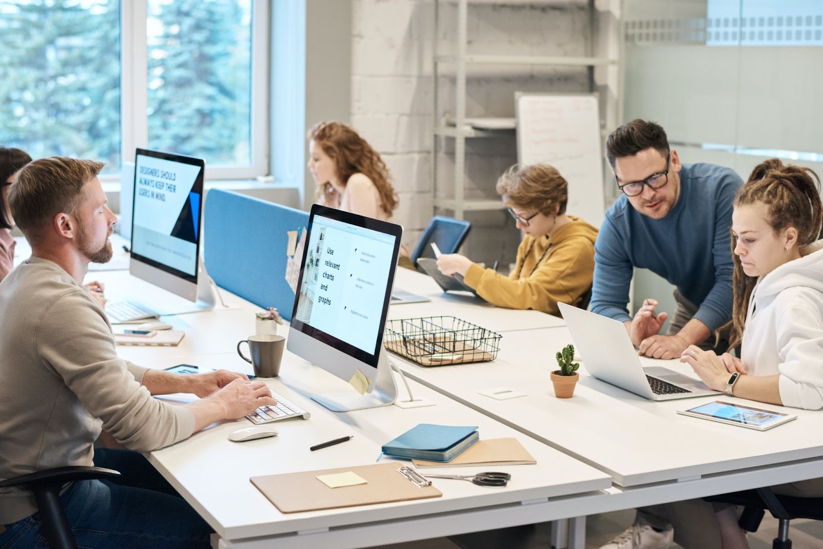 office staff working 