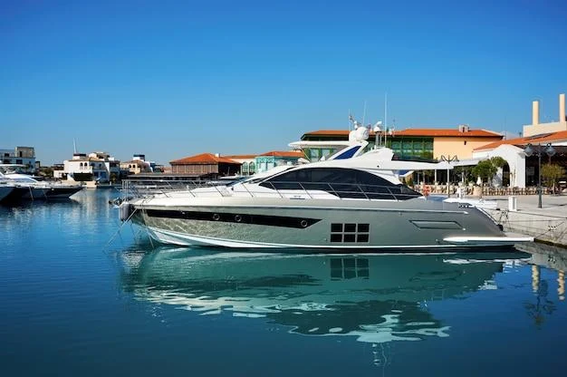 Luxurious Yachts in a port in the evening