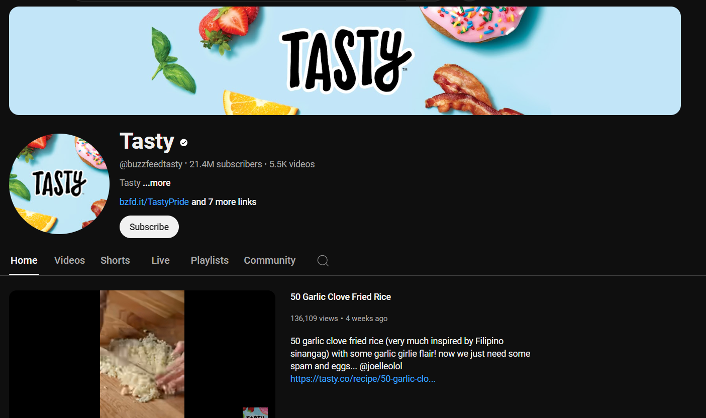 Tasty Video Blog Example