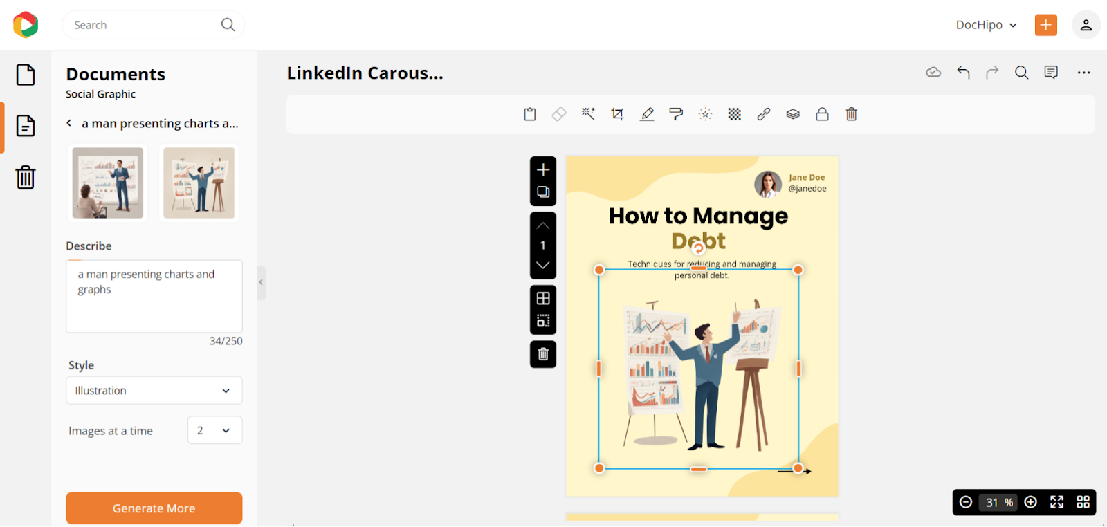 LinkedIn carousel post template in DocHipo