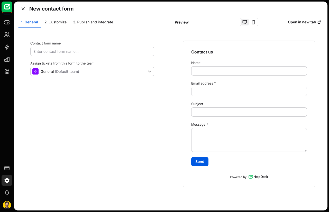 Contact form customization.