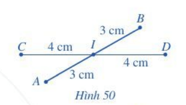 CHƯƠNG 6. HÌNH HỌC PHẲNGBÀI 3: ĐOẠN THẲNG1. HAI ĐOẠN THẲNG BẰNG NHAUBài 1: Với A, B là hai điểm đã cho, đặt cạnh của thước đi qua hai điểm A, B rồi lấy đầu bút chì vạch theo cạnh thước từ A đến B. Giải nhanh:Nét vẽ trên trang giấy là hình ảnh của đoạn thẳng AB (Hình 39).Bài 2: Quan sát Hình 41và cho biết: điểm nào thuộc đoạn thẳng IK, điểm nào không thuộc đoạn thẳng IKGiải nhanh:Hai điểm I và K thuộc đoạn thẳng IK.Điểm P nằm giữa hai điểm I, K nên điểm P thuộc đoạn thẳng IK.Điểm Q nằm giữa hai điểm I, K nên điểm Q thuộc đoạn thẳng IK.Điểm T khác hai điểm I, K và không nằm giữa hai điểm I, K nên điểm T không thuộc đoạn thẳng IK.Điểm R khác hai điểm I, K và không nằm giữa hai điểm I, K nên điểm R không thuộc đoạn thẳng IK.Vậy các điểm thuộc đoạn thẳng IK là điểm I, điểm K, điểm P và điểm Q, các điểm không thuộc đoạn thẳng IK là điểm T và điểm R.Bài 3: Thực hiện theo các bước sau ( Hình 42):Bước 1. Vẽ đoạn thẳng AB, đường thẳng d và điểm C nằm trên dBước 2. Đặt compa sao cho một mũi nhọn trùng với điểm A, mũi kia trùng với điểm B của đoạn thẳng ABBước 3. Giữ độ mở của compa không đổi, rồi đặt compa sao cho một mũi nhọn trùng với điểm C. mũi kia thuộc đường thẳng d, cho ta điểm D. Ta nhận được đoạn thẳng CD.Giải nhanh:Bước 1. Vẽ đoạn thẳng AB, đường thẳng d và điểm C nằm trên d:Bước 2. Đặt compa sao cho một mũi nhọn trùng với điểm A, mũi kia trùng với điểm B của đoạn thẳng ABBước 3. Giữ độ mở của compa không đổi, rồi đặt compa sao cho một mũi nhọn trùng với điểm C. mũi kia thuộc đường thẳng d, cho ta điểm D. Ta nhận được đoạn thẳng CD.2. ĐỘ DÀI ĐOẠN THẲNGBài 1: Quan sát Hình 44.a) Hãy đo độ dài của các đoạn thẳng trong Hình 44.b) So sánh độ dài của hai đoạn thẳng AB và CD; AB và EG.Giải nhanh:Học sinh thực hành đo độ dàiCD < AB = EGBài 2: Quan sát Hình 45, đo rồi sắp xếp ba đoạn thẳng AB, BC, CA theo thứ tự từ nhỏ đến lớn.Giải nhanh:Sử dụng thước đo độ dài để đo độ dài các đoạn thẳng trên Hình 45, ta được:AB = 1,5 cm;AC = 2 cm;BC = 2,5 cm.Vì 1,5 < 2 < 2,5 nên AB < AC < BC.Vậy độ dài các đoạn thẳng theo thứ tự từ nhỏ đến lớn là: AB; AC; BC.3. TRUNG ĐIỂM CỦA ĐOẠN THẲNGBài 1: Quan sát đoạn thẳng AB trên giấy ô vuông (Hình 46). Gấp giấy sao cho điểm B trùng vào điểm A. Nếp gấp cắt đoạn thẳng AB tại điểm M. Hãy so sánh hai đoạn thẳng MA và MBGiải nhanh:Gấp đôi giấy để điểm B trùng với điểm A, ta được:Nếp gấp cắt đoạn thẳng AB tại điểm MTiến hành đo độ dài đoạn MA, MB ta được:MA = 3cm; MB = 3cm.Suy ra MA = MB = 3 cm.Vậy MA = MB. Bài 2: Nếu dùng một sợi dây để chia một thanh gỗ thẳng thành hai phần bằng nhau thì nên làm thế nào ?Giải nhanh:Ta có một thanh gỗ như sau:Và một sợi dây: Để chia thanh gỗ thành hai phần bằng nhau, ta làm như sau:Đặt một đầu sợi dây vào đầu thanh gỗ kéo căng theo chiều dài thanh gỗ, đánh dấu đầu còn lại của thanh gỗ trên sợi dây và cắt phần dây thừa đi.Sau đó gập đôi sợi dây lại sao cho hai đầu sợi dây trùng nhau. Đánh dấu điểm gấp điểm đó chính là trung điểm của sợi dây và cũng chính là trung điểm của độ dài thanh gỗ. Tiếp đó căng lại sợi dây theo chiều dài và đánh dấu trên thanh gỗ. Dùng cưa cắt đôi thanh gỗ đó theo dấu vừa đánh ta chia được thanh gỗ thành hai phần bằng nhau.BÀI TẬPBài 1: Quan sát Hình 49 và cho biết: điểm nào thuộc đoạn thẳng MN, điểm nào không thuộc đoạn thẳng MN.Giải nhanh:Dựa vào hình vẽ, ta thấy: Hai điểm M và N thuộc đoạn thẳng MN, điểm P nằm giữa hai điểm M và N nên điểm P là điểm thuộc đoạn thẳng MN. Điểm Q khác hai điểm M và N, không nằm giữa M và N nên điểm Q không thuộc đoạn thẳng MN.Bài 2: Vẽ đoạn thẳng PQ. Vẽ điểm I thuộc đoạn thẳng PQ và điểm K không thuộc đoạn thẳng PQ. Giải nhanh:- Vẽ đoạn thẳng PQ:Chấm hai điểm P và Q trên giấy, sau đó dùng thước nối hai điểm P với Q ta được đoạn thẳng PQ.- Vì điểm I thuộc đoạn thẳng PQ nên điểm I nằm giữa hai điểm P và Q. Do đó ta có hình vẽ sau:- Vì điểm K không thuộc đoạn thẳng PQ nên có thể lấy điểm K, sao cho:+) K thuộc đường thẳng PQ nhưng khác P và Q và không nằm giữa P và Q:+) K không thuộc đường thẳng PQ:Bài 3: Phát biểu đầy đủ các khẳng định sau đây:a) Nếu điểm C là trung điểm của đoạn thẳng PQ thì điểm...nằm giữa hai điểm...hai đoạn thẳng...bằng nhau.b) Nếu điểm G nằm giữa hai điểm I, K và GI = GK thì điểm ...là trung điểm của đoạn thẳng...Giải nhanh:a) Nếu điểm C là trung điểm của đoạn thẳng PQ thì điểm C nằm giữa hai điểm P, Q và hai đoạn thẳng PC, QC bằng nhau.b) Nếu điểm G nằm giữa hai điểm I, K và GI = GK thì điểm G là trung điểm của đoạn thẳng IK.Bài 4: Quan sát Hình 50.a) Điểm I thuộc những đoạn thẳng nào? b) Điểm I là trung điểm của những đoạn thẳng nào? c) Điểm A không thuộc những đoạn thẳng nào? Giải nhanh:a) Quan sát Hình 50, ta có:Trong ba điểm thẳng hàng A, I, B điểm I nằm giữa hai điểm A và B nên I thuộc đoạn thẳng AB.Trong ba điểm thẳng hàng C, I, D điểm I nằm giữa hai điểm C và D nên I thuộc đoạn thẳng CD.b) Ta có I nằm giữa hai điểm A và B, IA = IB = 3cm nên I là trung điểm của đoạn thẳng AB.Ta có I nằm giữa hai điểm C và D, IC = ID = 4cm nên I là trung điểm của đoạn thẳng CD.Vậy I là trung điểm của đoạn thẳng AB và đoạn thẳng CD.c) Điểm A khác hai điểm I, C và không nằm giữa hai điểm I và C nên điểm A không thuộc đoạn thẳng IC.Điểm A khác hai điểm I, D và không nằm giữa hai điểm I và D nên điểm A không thuộc đoạn thẳng ID.Điểm A khác hai điểm C, D và không nằm giữa hai điểm C và D nên điểm A không thuộc đoạn thẳng CD.Điểm A khác hai điểm I, B và không nằm giữa hai điểm I và B nên điểm A không thuộc đoạn thẳng IB.Vậy điểm A không thuộc các đoạn thẳng IC, ID, CD và IB.Bài 5: Trong Hình 51, biết AB = 4cm, BC = 7cm, CD = 3cm, AD = 9cm.a) Tính độ dài đường gấp khúc ABCD. b) So sánh độ dài đường gấp khúc ABCD và độ dài đoạn thẳng AD. Giải nhanh:a) Độ dài đường gấp khúc ABCD bằng độ dài đoạn AB cộng độ dài đoạn BC cộng độ dài đoạn CD và bằng: 4 + 7 + 3 = 14 (cm).Vậy độ dài đường gấp khúc ABCD bằng 14 cm.b) Vì 14 > 9 nên độ dài đường gấp khúc ABCD lớn hơn độ dài đoạn thẳng AD.Vậy độ dài đường gấp khúc ABCD lớn hơn độ dài đoạn thẳng AD.Bài 6: Hãy tìm một số hình ảnh về đoạn thẳng và trung điểm của đoạn thẳng trong thực tiễn.Giải nhanh:+) Bập bênh: Điểm tựa của bập bênh chính là trung điểm của thanh ngồi.Điểm đặt trục M của cân sẽ là trung điểm của đoạn thẳng AB.TÌM TÒI VÀ MỞ RỘNG