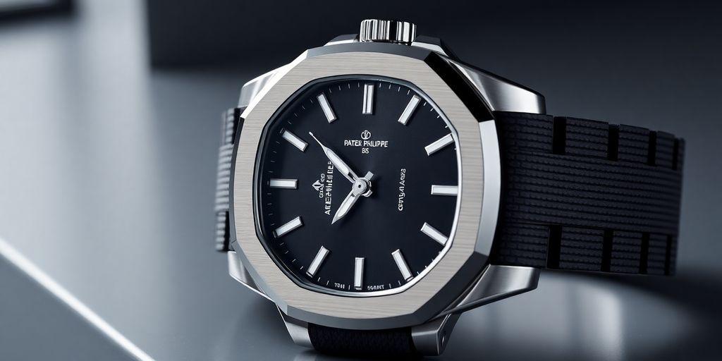 Patek Philippe Aquanaut watch on a modern background.