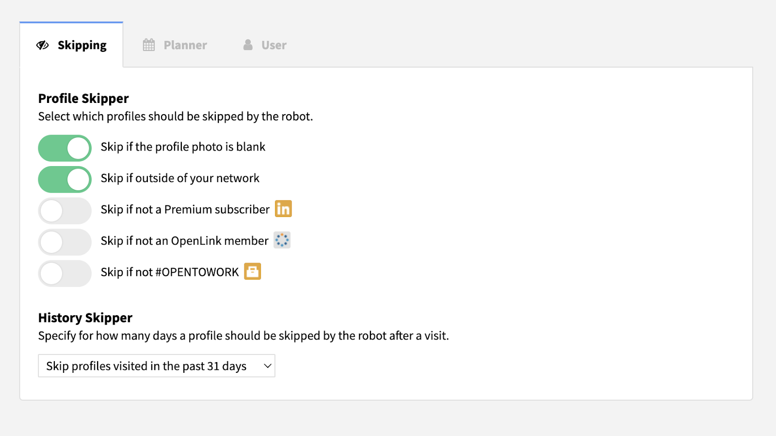Skipping features.