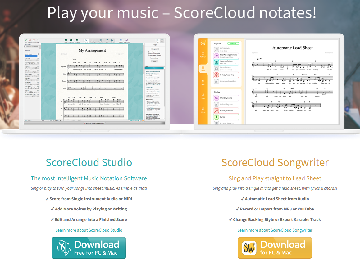 ScoreCloud Studio - Music Transcribing Software