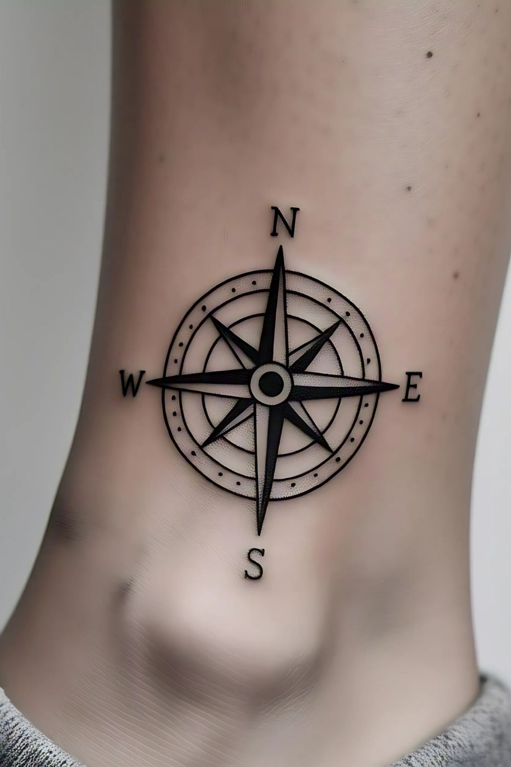 Compass Ankle Tattoo