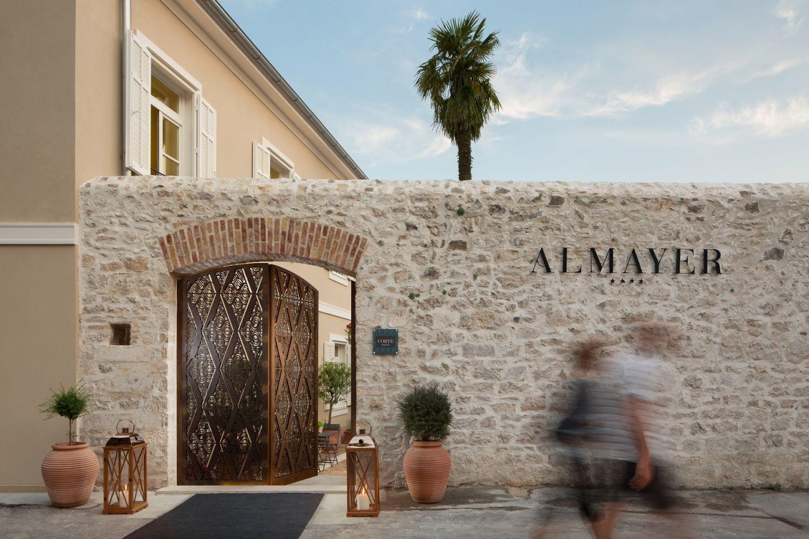 Front entrance to the Hotel Almayer garden in Zadar, Croatia