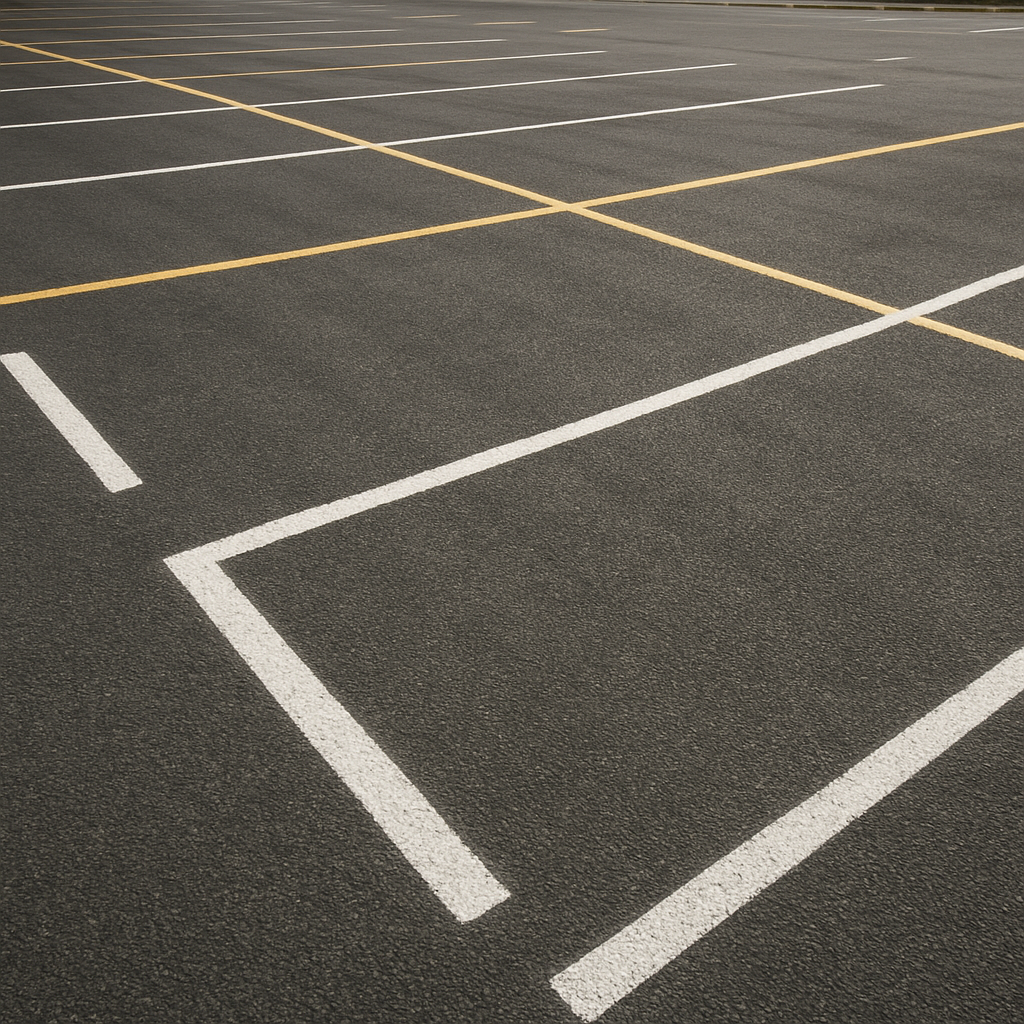 Asphalt striping in a parking lot